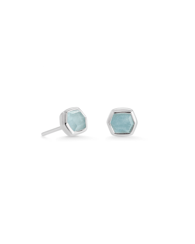 Davie Sterling Silver Stud Earrings in Aquamarine